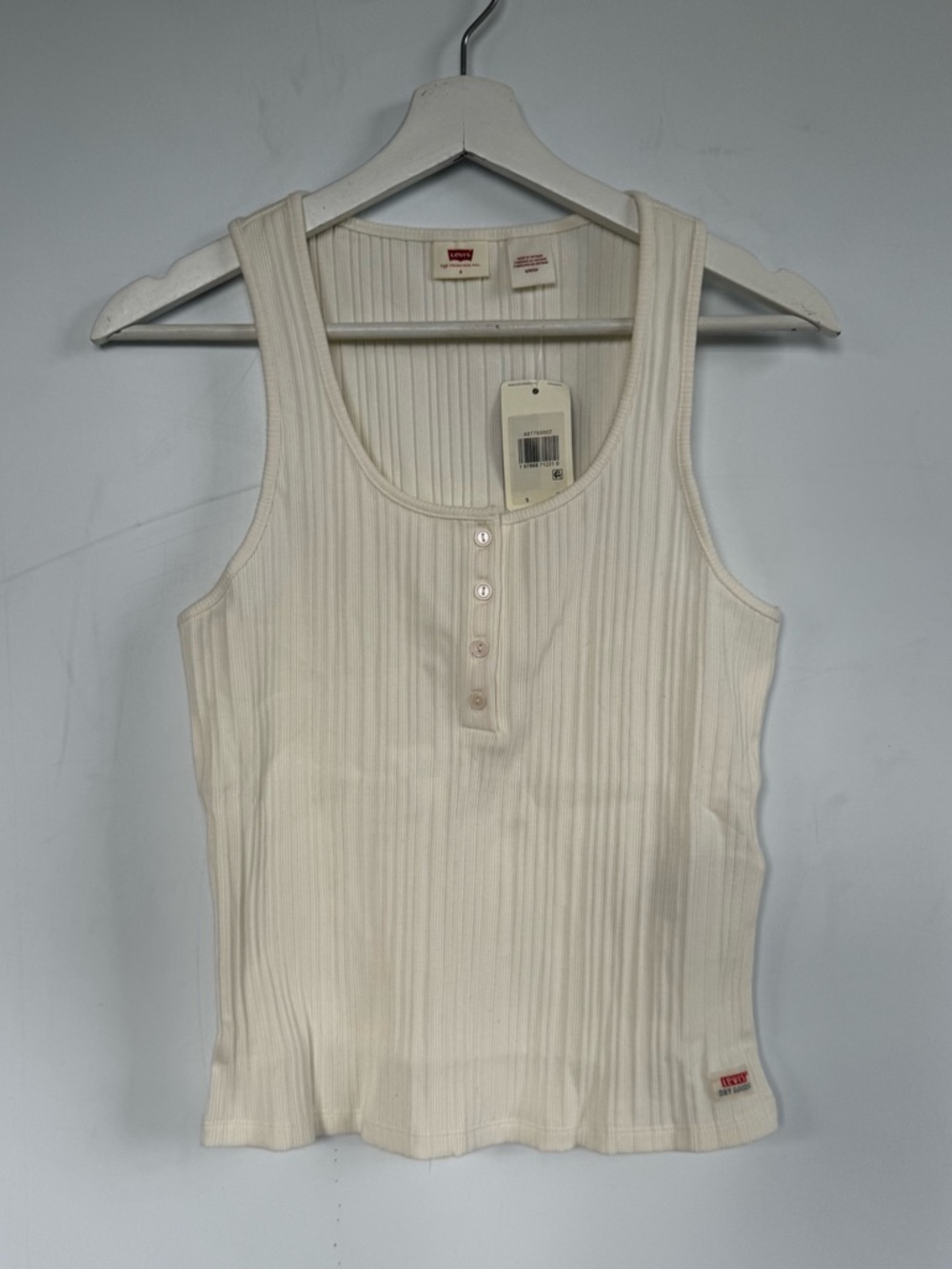 NWT Levi’s Vacationer Ribbed Henley Tank Top in Egret White Sz Small